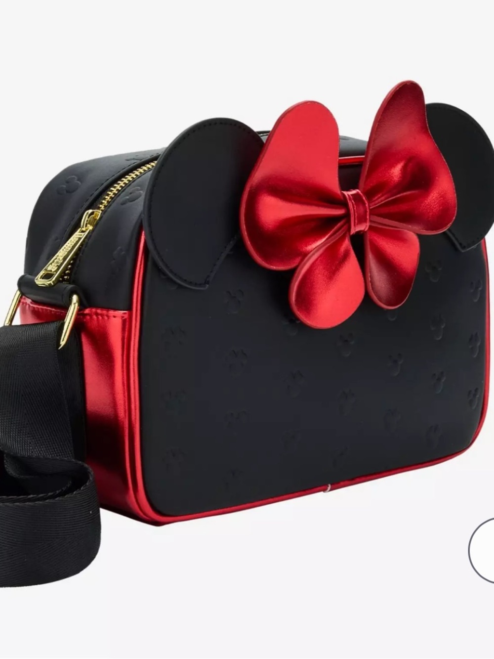 LOUNGEFLY DISNEY MINNIE MOUSE METALLIC RED BOW EARS CROSSBODY BAG NWT!